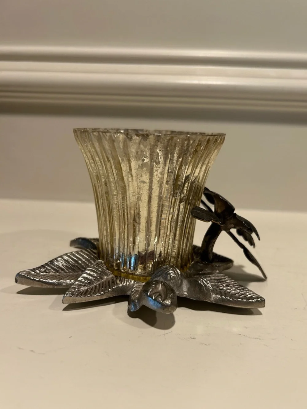 Pottery Barn Champagne Flower Mercury Cup Tealight Holder - Picture 3 of 11